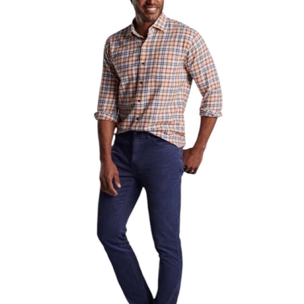 NWT Peter Millar Men's Stone Lake Cotton Sport Shirt Size M Untucked Length